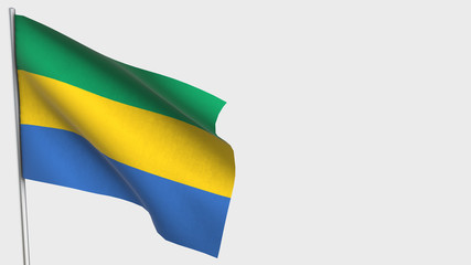 Gabun waving flag illustration on flagpole.