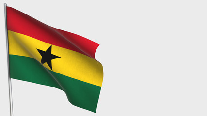 Ghana waving flag illustration on flagpole.