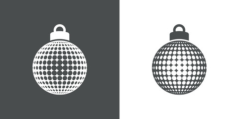 Icono plano bola de navidad con patrón de círculos en gris y blanco