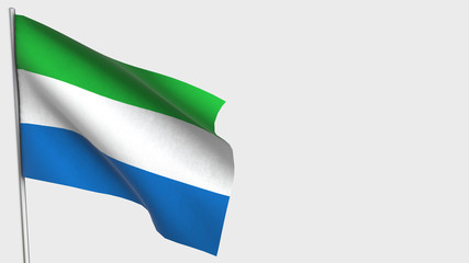 Sierra Leone waving flag illustration on flagpole.