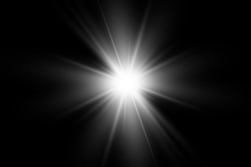White glowing light explodes on a transparent background. with ray.  Transparent shining sun, bright flash.  Special lens flare light effect.