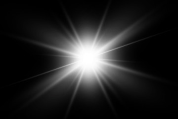 White glowing light explodes on a transparent background. with ray.  Transparent shining sun, bright flash.  Special lens flare light effect.