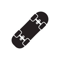 Skateboard solid black icon. Glyph symbol of leisure activity and fun sports. Sports equipment flat vector illustration.