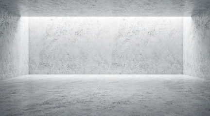 Minimal concept with modern monochrome light grey empty hall with mock up wall in front.