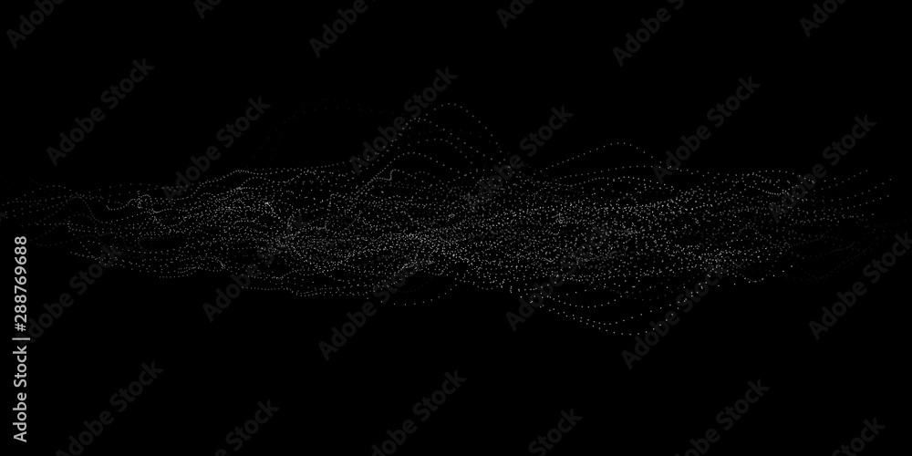 Poster wave 3d. abstract digital wave particle in dark background. big data