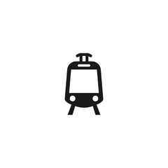 Train simple black vector icon. Train station glyph symbol.