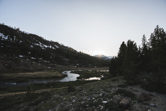 Sunset at Tioga Creek, Tioga Pass, Yosemite National Park