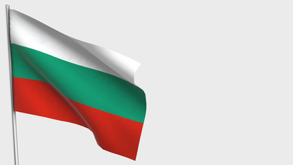 Bulgaria waving flag illustration on flagpole.