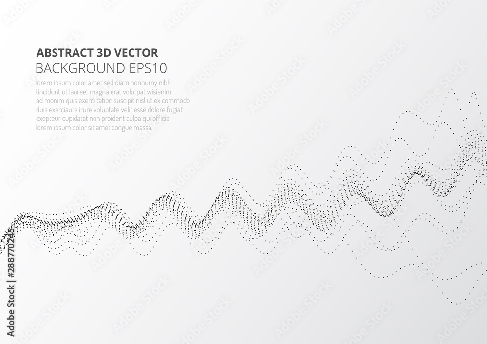 Poster abstract background with sprayed particles. fluctuations in geometric shapes in space.