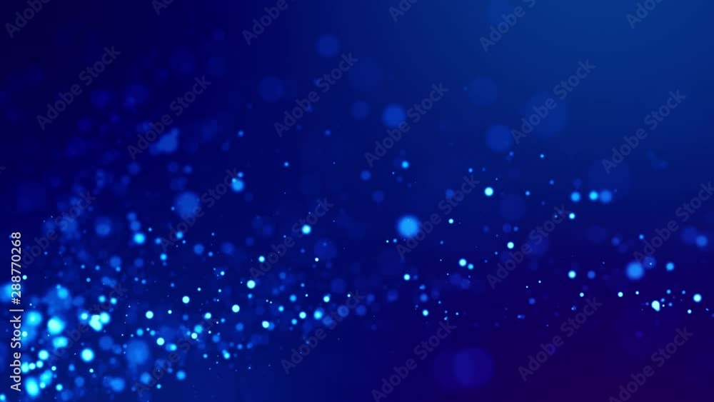 Poster magic blue glowing particles flow in viscous liquid and bright glisten. science fiction. 4k 3d sci-f