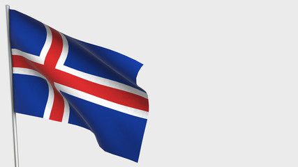 Iceland waving flag illustration on flagpole.