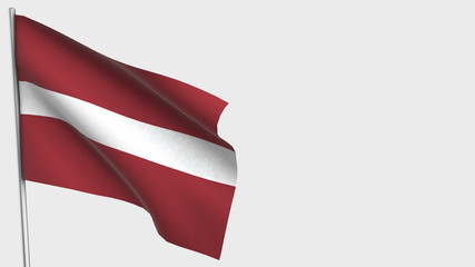 Latvia waving flag illustration on flagpole.