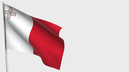 Malta waving flag illustration on flagpole.