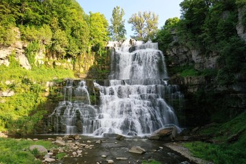 Fototapeta na wymiar Beautiful Waterfall in Upstate New York State Park with Green Trees