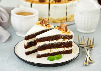 Chocolate cake. selective focus.