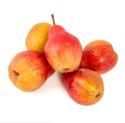 The ripe fruit is fragrant appetizing ripe juicy delicious Trout pears on white background