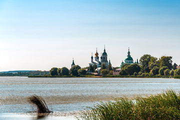 Spaso-Yakovlevsky Dimitriev Monastery. View from Nero Lake. Rostov town of Russia. Golden ring of Russia