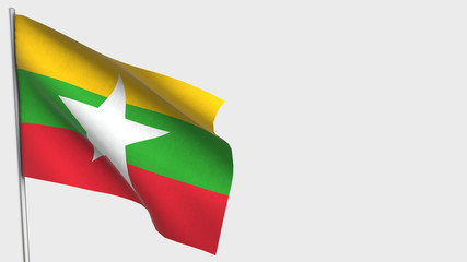 Myanmar waving flag illustration on flagpole.