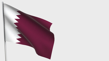 Qatar waving flag illustration on flagpole.