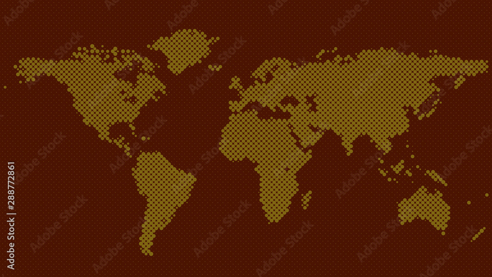 Aufkleber halftone world map background - vector circle pattern graphic