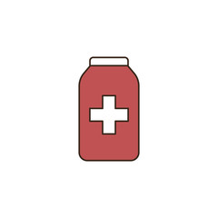 Obraz premium Medication bottle and caduceus symbols.