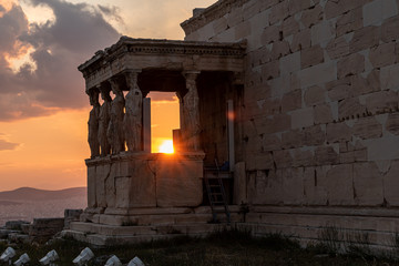 sunset at ruins of ancient city