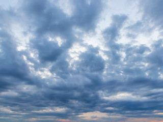 Blue hour cloudy sky