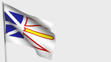 Obraz premium Newfoundland And Labrador waving flag illustration on flagpole.
