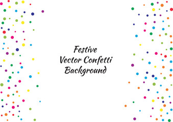 Festive color round confetti background. Abstract frame confetti texture for holiday, postcard, poster, website, carnivals, birthday and children's parties. Cover confetti mock-up. Wedding card layout