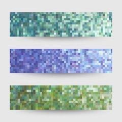 Pixel pattern set. blue and green shades Vector pixel art backgrounds. eps 10