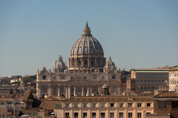 Fototapeta na wymiar aerial panoramic view of Rome with urban landscape