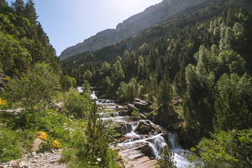 Summer in Ordesa and Monte Perdido National Park, beautiful landscape in the Spanish Pyrenees