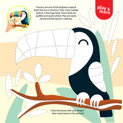 Drawing Game Tutorial Toucan Printable Template Vector © Aliona Luk