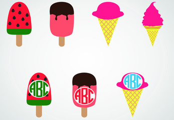 set of ice cream. monogram. vector