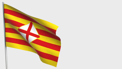 Barcelona waving flag illustration on flagpole.