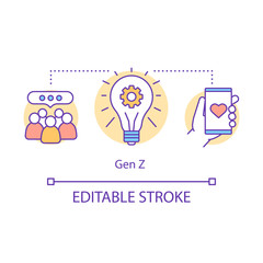 Gen Z concept icon. Popular blog. Publication, likes and comments. Prominent post on social media. Mobile communication idea thin line illustration. Vector isolated outline drawing. Editable stroke