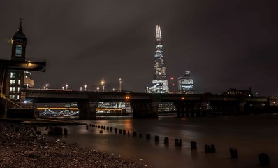 The Shard and London skyline at night