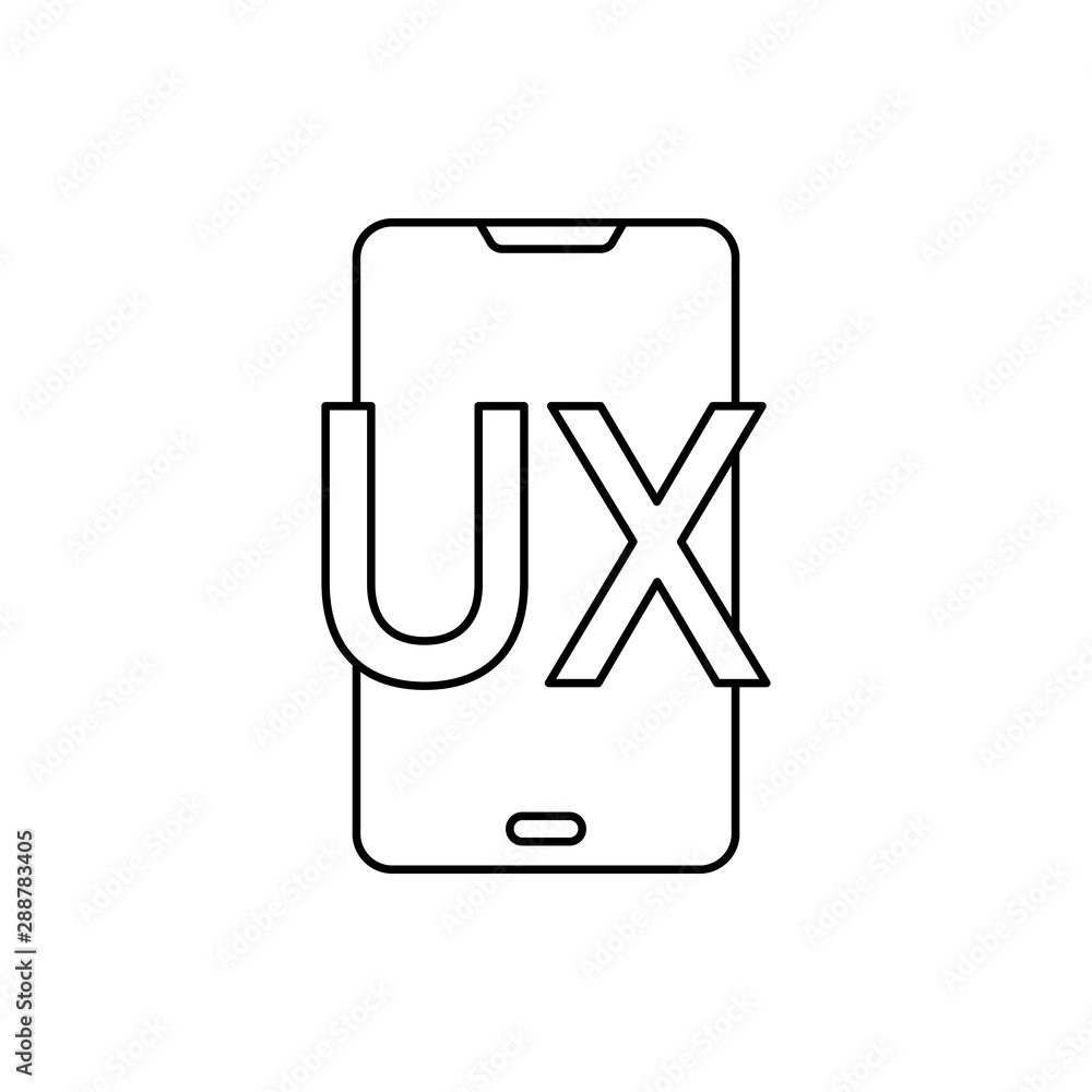 Poster smartphone ux coding icon. element of user experience icon