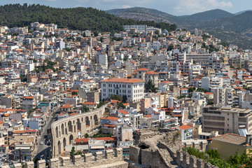 Panorama of city of Kavala from fortress, Greece