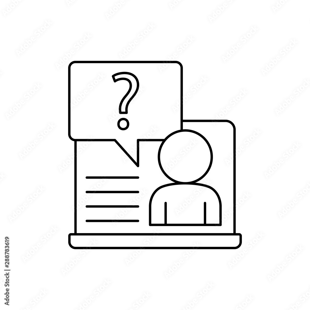 Poster laptop question browser icon. element of user experience icon