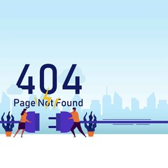 Error page flat vector concept couple pull socket try to connect it.