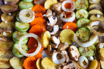 Close-up of vegetables assorti ready for grill.