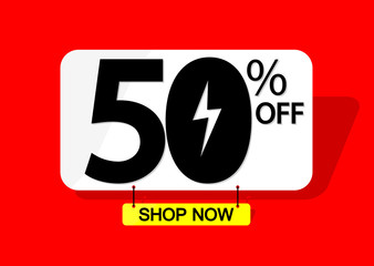 Flash Sale, 50% off, banner design template, discount tag, vector illustration