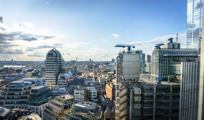 Fototapeta na wymiar London skyline at beautiful cloudy day Picture with window reflection 