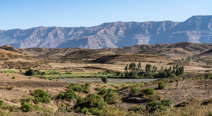 landscape in the highlands of Lalibela, Ethiopia