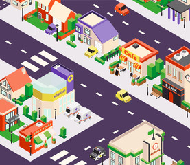 Urban Buildings Isometric Composition