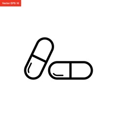 pill capsule medicine icon vector