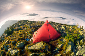 Red tent on top