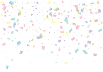 Festive color rectangle confetti background. Abstract frame confetti texture for holiday, postcard, poster, website, carnival, birthday, children's parties. Cover confetti mock-up. Wedding card layout