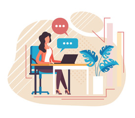 Secretary receptionist office worker character working. Vector flat cartoon graphic design illustration